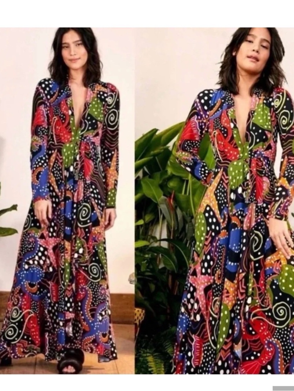 Multicolor Abstract Print Wrap Maxi Dress - FARM RIO